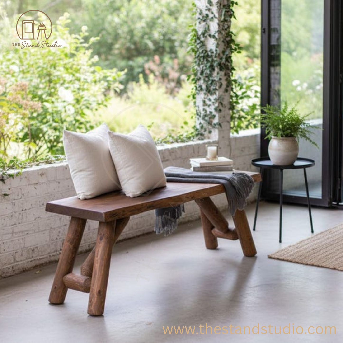 Rustic Log Bench | Solid Wood Entryway Bench | Handcrafted Furniture Live Edges