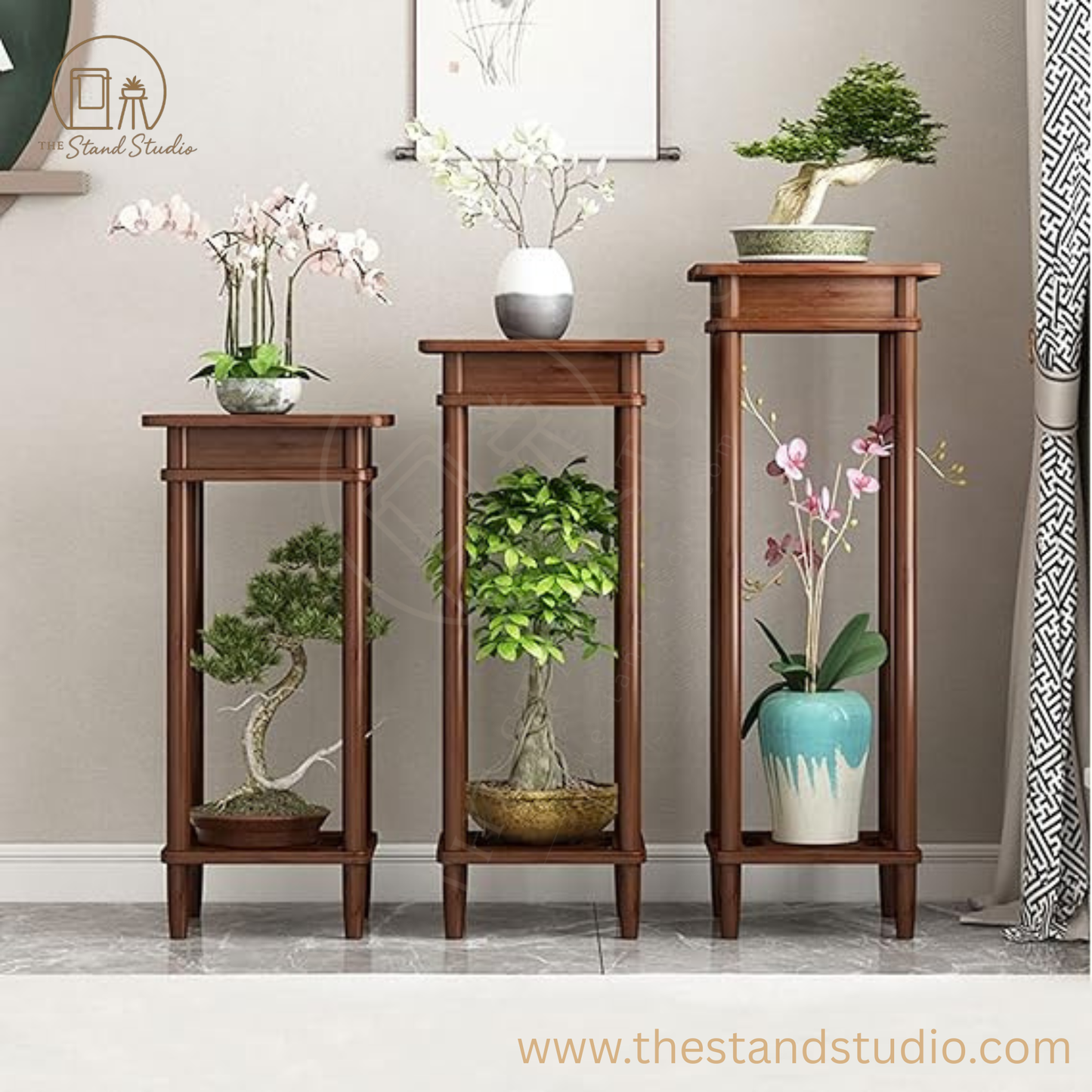 2-Tier South Bamboo Plant Planter Stand