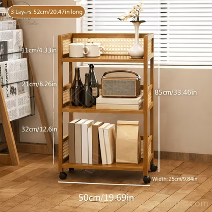 Wooden Storage Cart – 3-Tier Rolling Organizer Shelf
