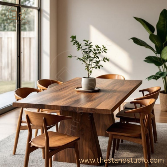 Handmade Live Edge Sheesham Dining Table | Modern Solid Wood