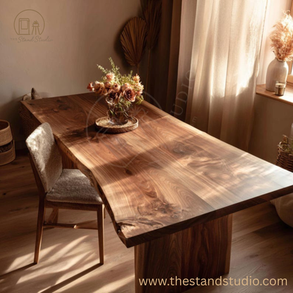 Solid Wood Sheesham Dining Table – Handmade Rustic Farmhouse Table | Natural Wooden Dining Table | Custom Sheesham Dining Furniture