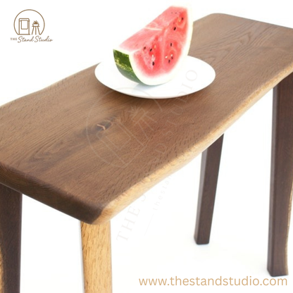 Live Edge Sheesham Wood Desk with Matching Bench – Handmade Solid Wood Office Furniture, Rustic Modern Workstation Set