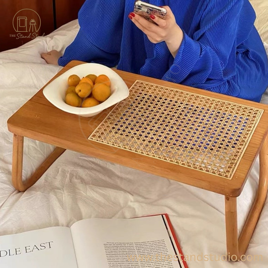 Retro Handcrafted Rattan Bed Tray Table/ Table Tray/ Bed Station