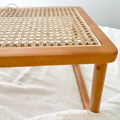 Retro Handcrafted Rattan Bed Tray Table/ Table Tray/ Bed Station