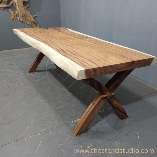 Handcrafted Live Edge Solid Wood Dining Table – Rustic Modern Design