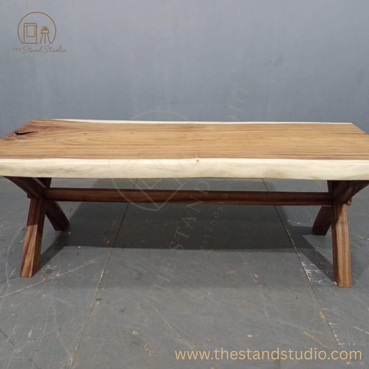 Handcrafted Live Edge Solid Wood Dining Table – Rustic Modern Design