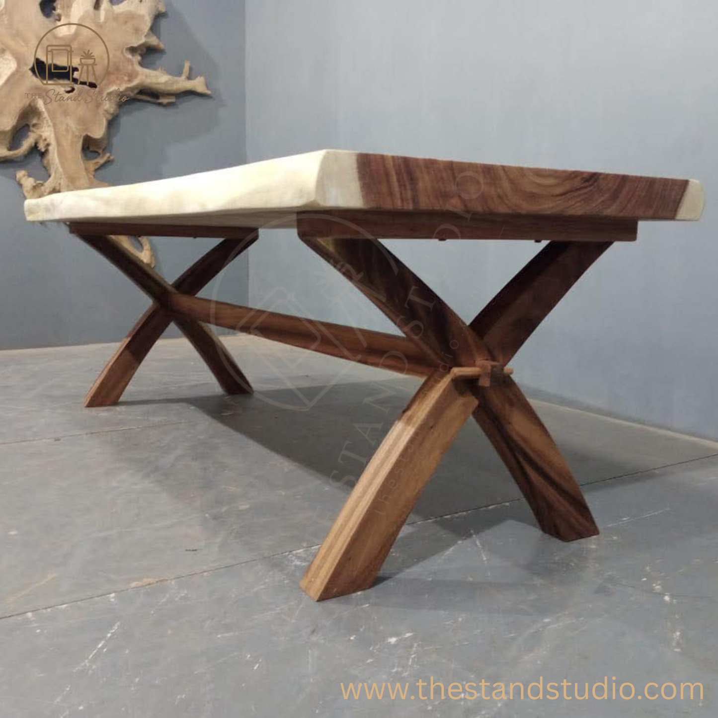 Handcrafted Live Edge Solid Wood Dining Table – Rustic Modern Design