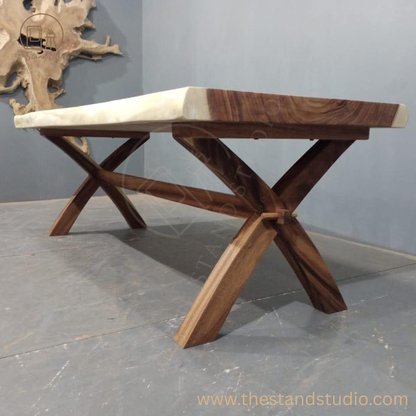 Handcrafted Live Edge Solid Wood Dining Table – Rustic Modern Design