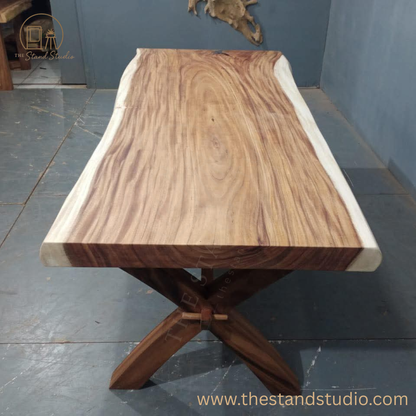 Handcrafted Live Edge Solid Wood Dining Table – Rustic Modern Design