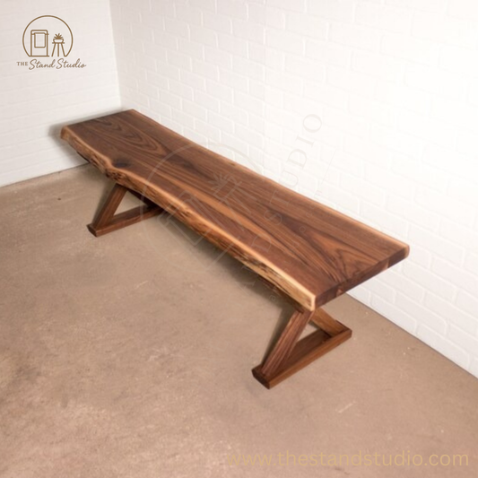 Farmhouse Dining Bench, Live Edge sheesham Bench, Live Edge Wood Bench, Custom Wood Dining Bench