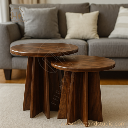 Sheesham Wood Side Tables Set of 2 | Handcrafted Nesting Tables for Living Room